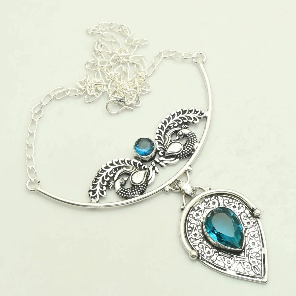 Swiss BlueTopaz Peacock Necklace